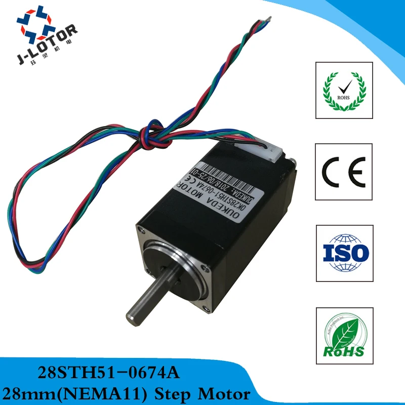 28BYGH51 2-phase 28mm*28mm*51mm NEMA11 Stepper Motor 0.67A 0.12NM Stepping Motor 28STH51-0674A