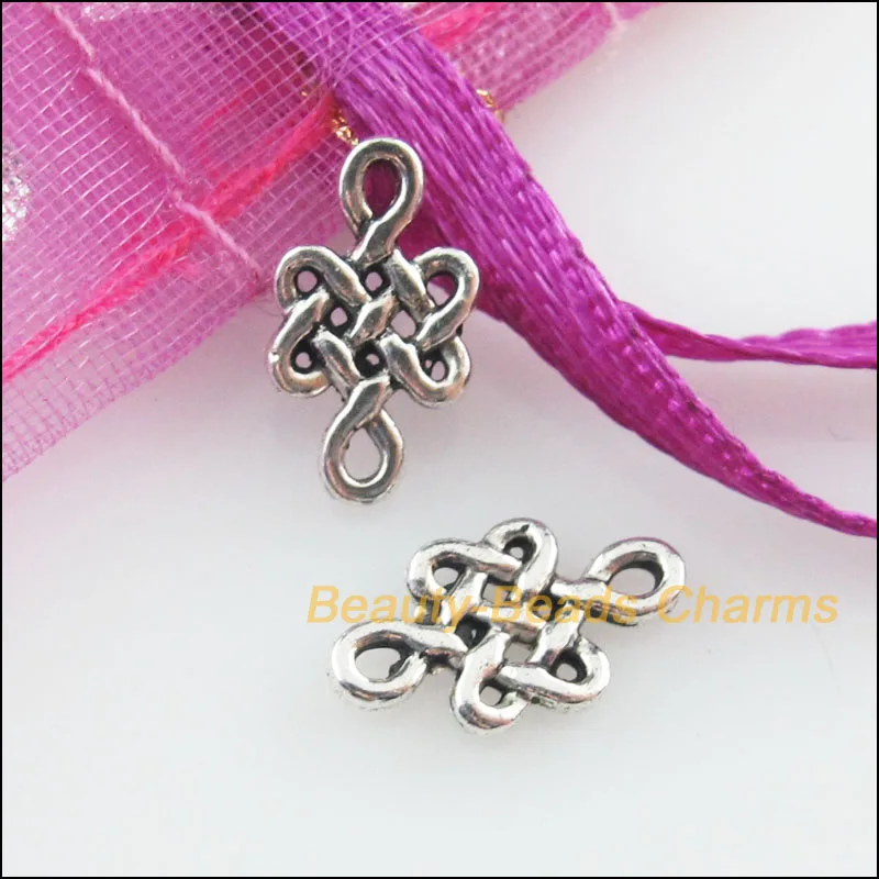 120 New Connectors Chinese Knote Tibetan Silver Color Charms 6x10.5mm