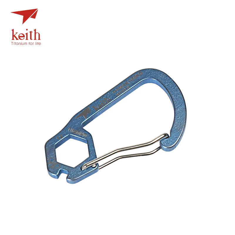 

Keith 1 Pcs D Shape Camping Carabiner Titanium Survival Camping Equipment Buckles Hooks Key Chain 4 Colors