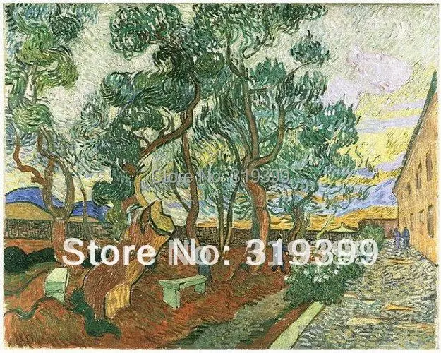 Linen Canvas Oil Painting reproduction,Garden of Saint Paul Hospita by Vincent Van Gogh ,100% handmade,Free DHL Shipping