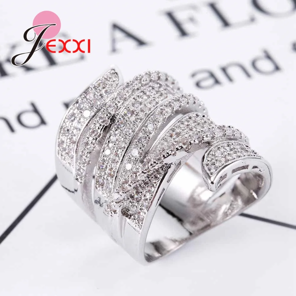 Hot Sale Women Men Wide Band Finger Rings Shining Full Cubic Zircon S925 Sterling Silver Jewelry Punk Statement Fashion Bague