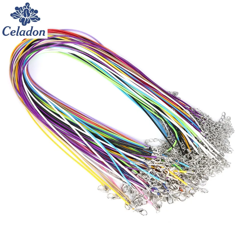 Hot Sale 1.5MM 10pcs 17 Colors Faux Leather Cord Chain Adjustable Necklace with Lobster Clasp For DIY Jewelry Findings