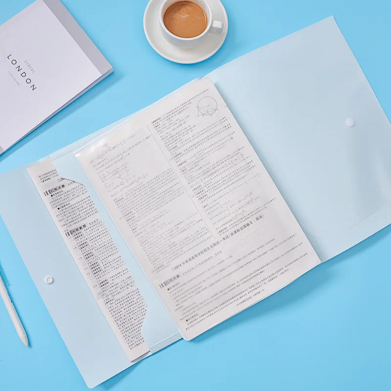 5PCS/lot A4 Transparent Snap File Bag Data Protection Set Storage Bag File Folder Filing Products