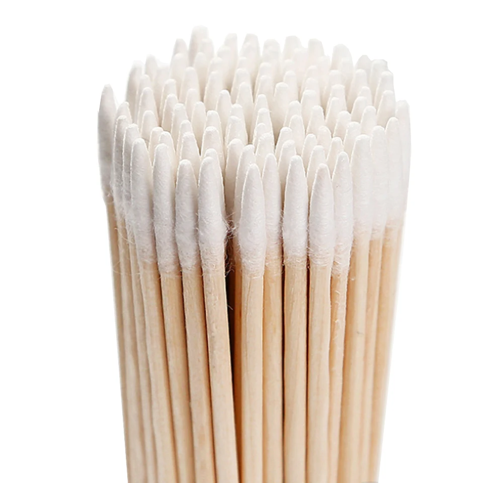 High Quality 1 Bag 100pcs Wooden Cotton Stick Swabs Buds For Cleaning The Ears Eyebrow Lips Eyeline Tattoo Makeup Cosmetics