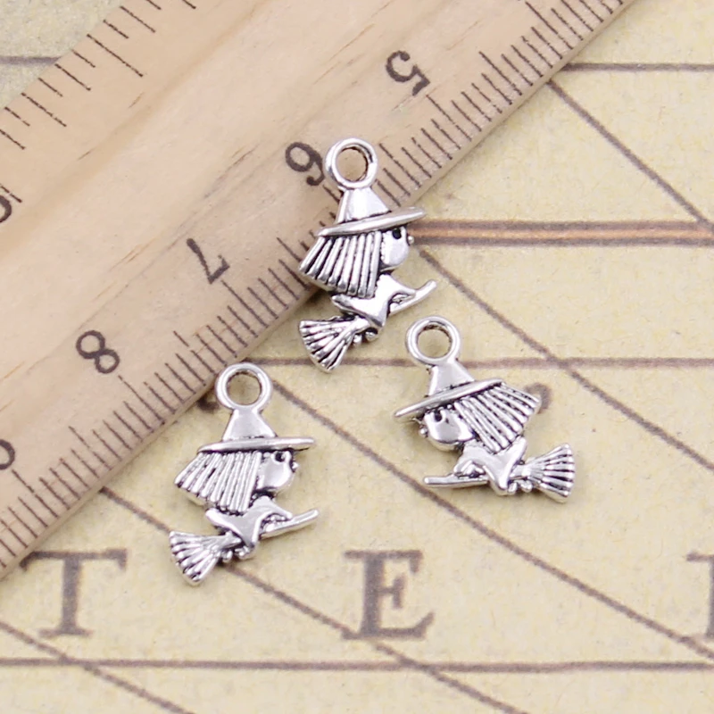 20 sztuk Charms słodkie jazdy od miotły Halloween 16x12mm tybetański brąz srebrny kolor wisiorki antyczny tworzenia biżuterii DIY Handmade Craft
