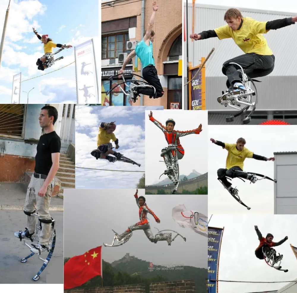 กระโดด Stilts สำหรับคนน้ำหนัก88lbs-132lbs/40กก.-60กก.สีดำ/การออกกำลังกาย Parkour Fun Fitness/บินรองเท้ากระโดด/กีฬา