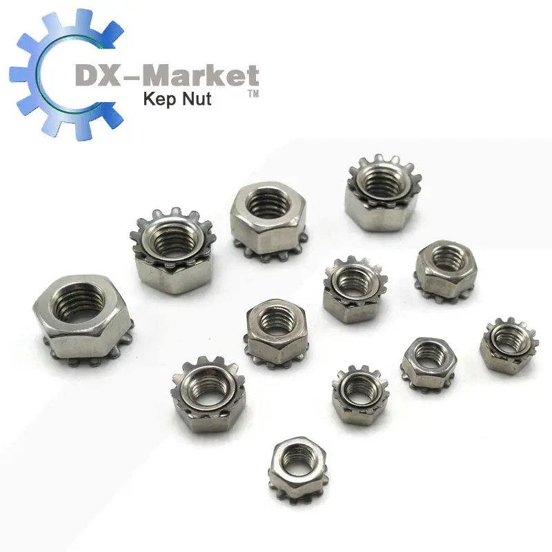 M8 , 50pcs ,  K lock Hex Serrated Nut 304 Stainless Steel Self Locking Nuts ,B014