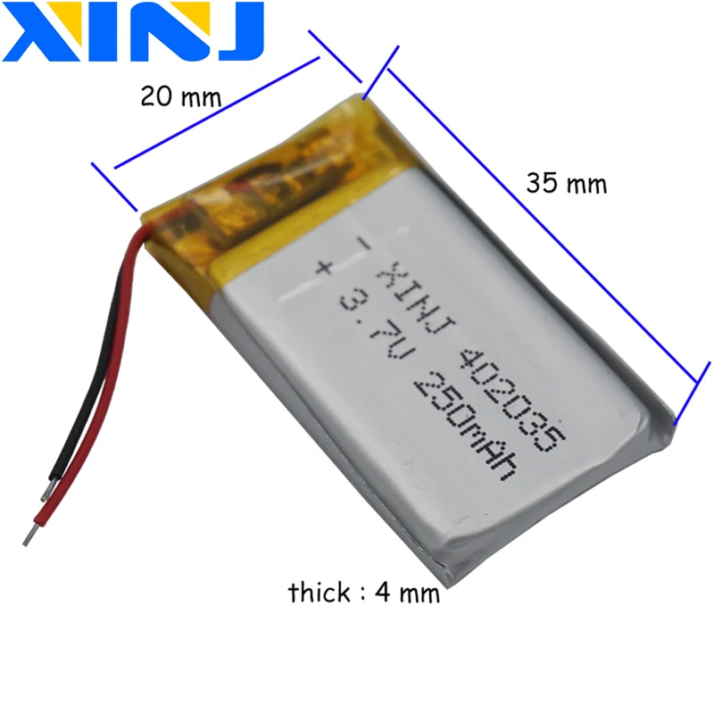 Bateria litowo-polimerowa 3,7 V 330 mAh 502035 Złącze JST 2Pin 1.0 1.25 1.5 2.0 2.54mm do nawigacji samochodowej MP3 GPS
