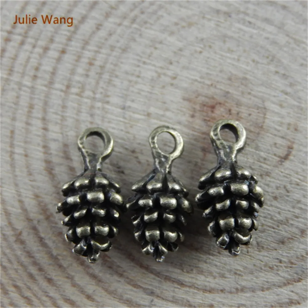 Julie Wang 10-50pcs Pine Cone Nut Charms Antique Bronze Alloy Fashion Jewelry Making Pendant Bracelet Charm Crafts Accessory