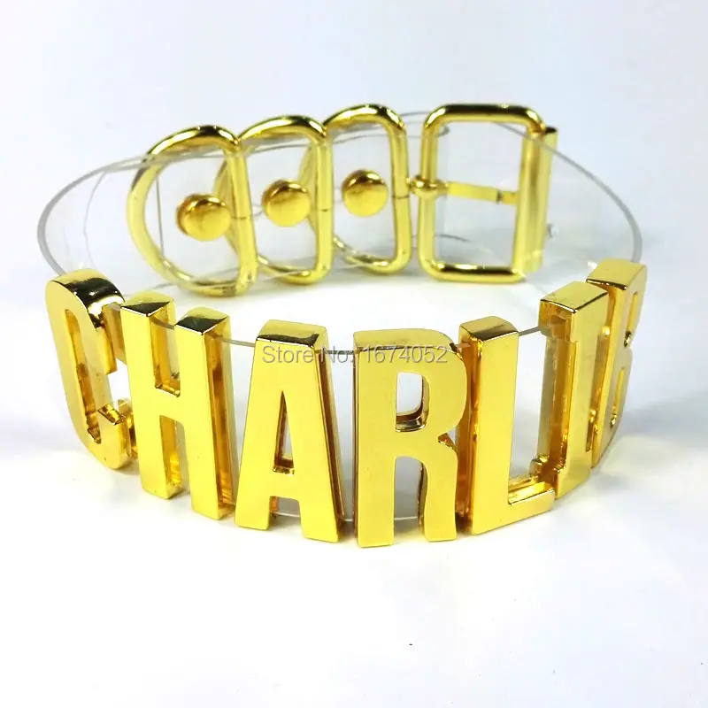 Handmade Customised Choker Big Letters Collar Choose Name Word Collar Necklace Golden Tall 35mm PVC Transparent Choker