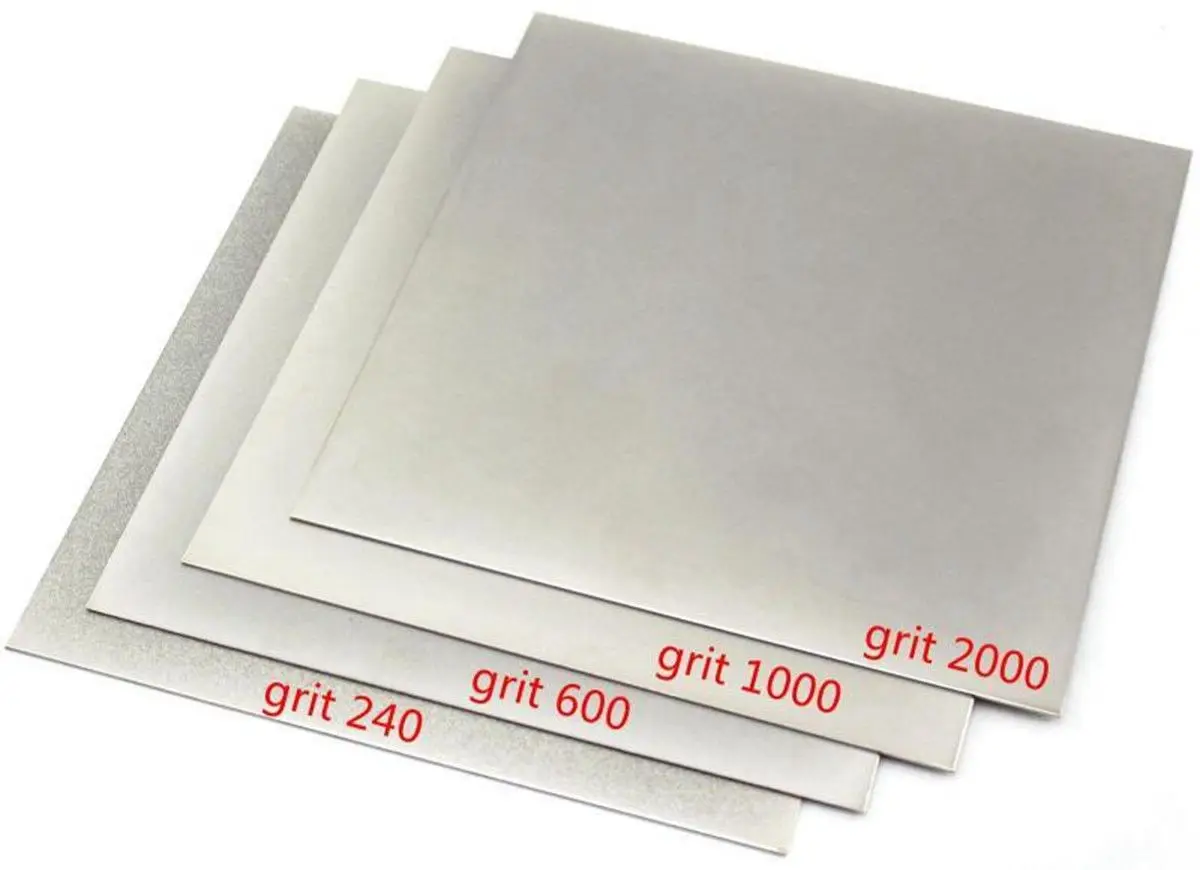 8"x8" Diamond Knife Sharpener Grit 240/600 Thin Square Sheet Whetstone Flat Sharpening Stone Jewelry Grinding Disc Lapidary Tool