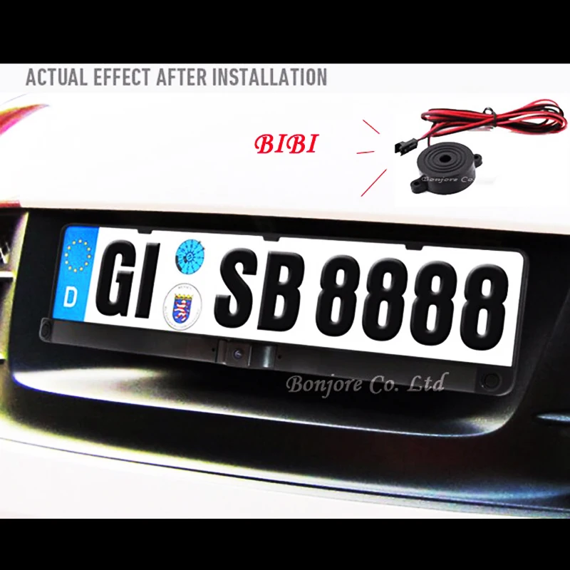 Koorinwoo EU European Car License Plate Frame camera IP68 Car Rearview Camera Car parking Sensor 2 Radar Car-detector BIBI Sound