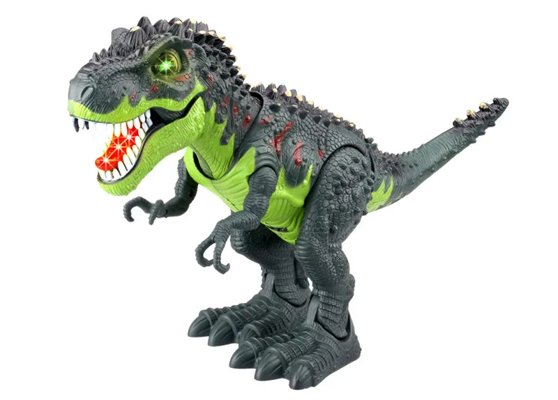 [Funny] Jurassic world Electric Dinosaur flash and sound T-rex Talking Toy Walk Talk Interactive Toy moving dinosaur model doll