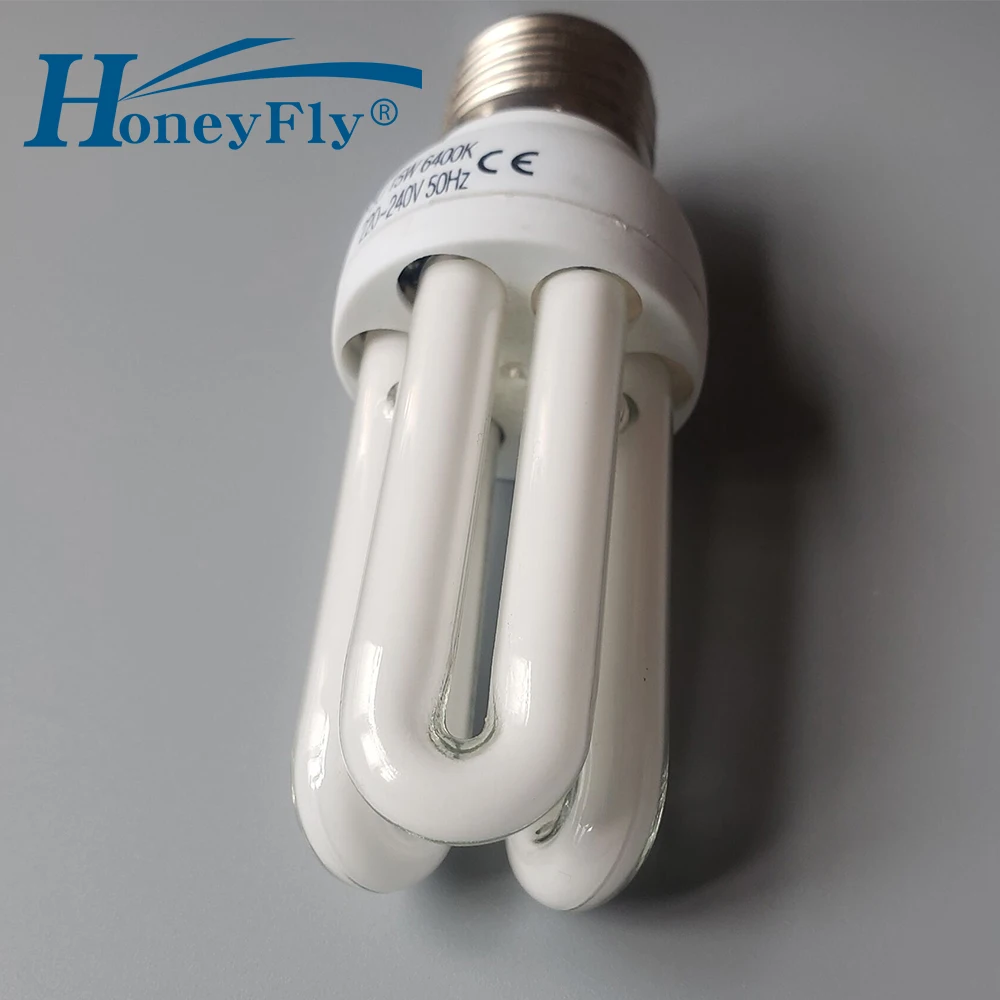 HoneyFly-3U Tube lâmpada de poupança de energia, AC220-240V, 11W, 15W, 20W, E27, forma de U, lâmpada fluorescente, iluminação doméstica