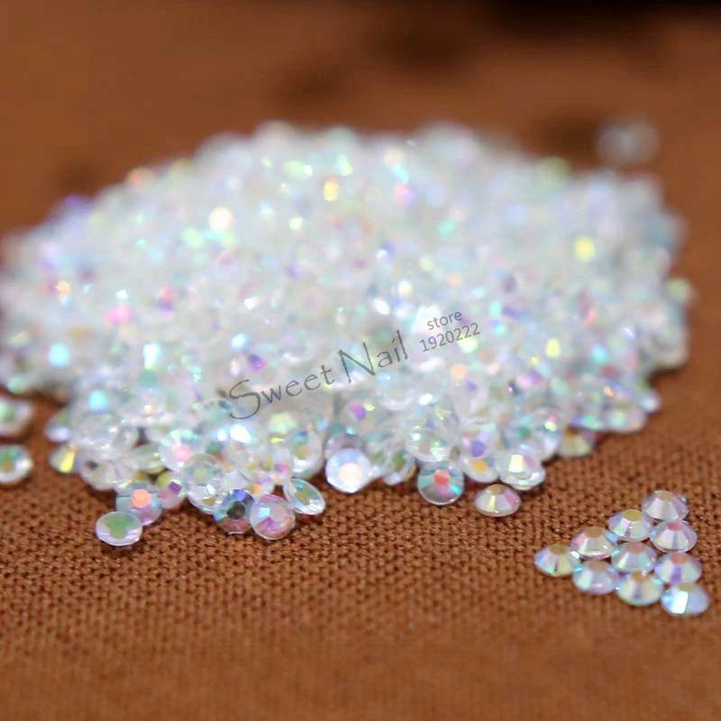 1000 pcs hot sell SS6 Transparent white AB 14 Facets ss6 Round Rhinestone Sparkling Nail Art Decoration ss6 DIY N23