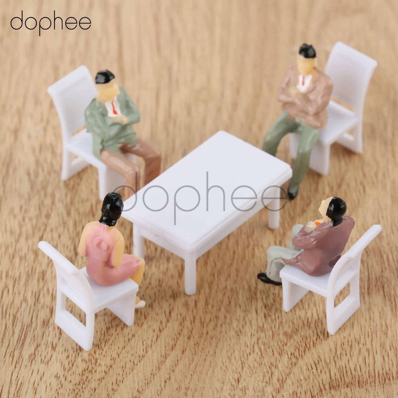 

dophee 10 Sets 1:50 Square Dining Table + 10pcs 1:50 multicolor Model People model train set landscape