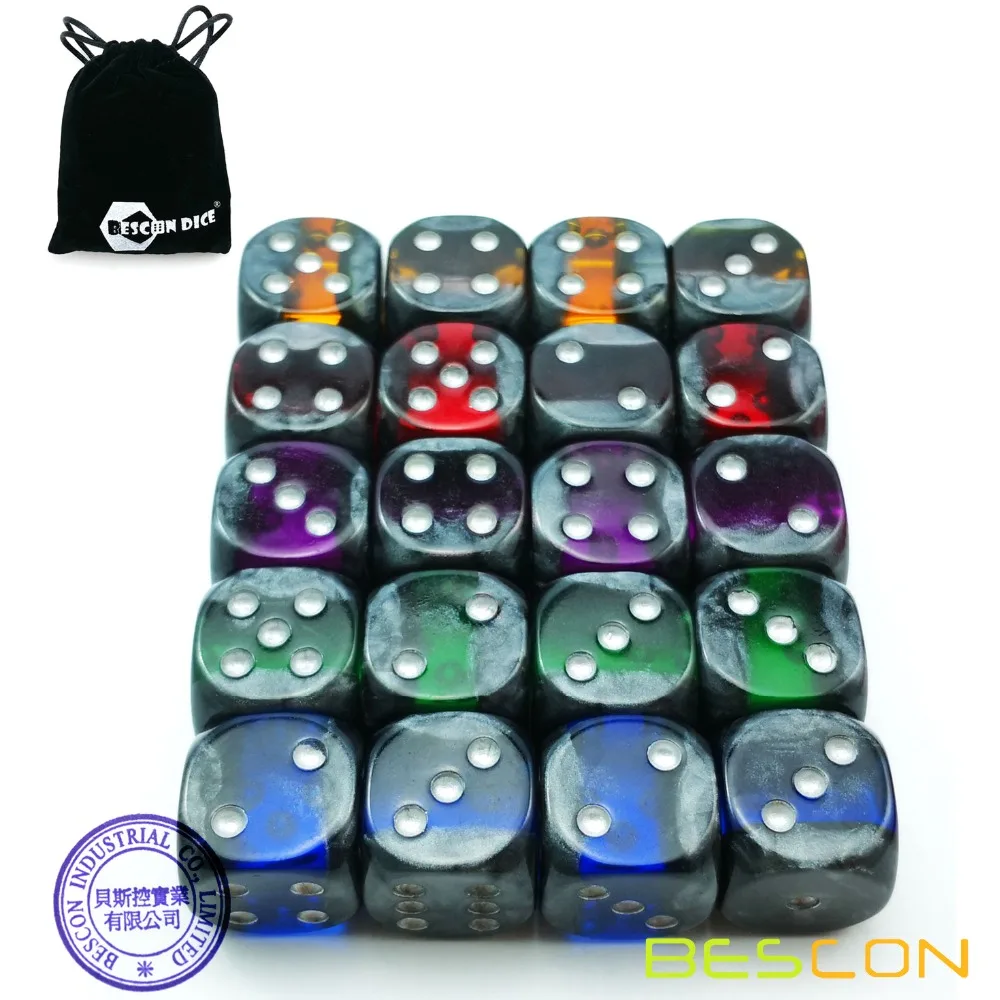 Bescon Mineral Rocks GEM VINES 6 Sides 16MM Dice Set 20 Pack, 5/8\