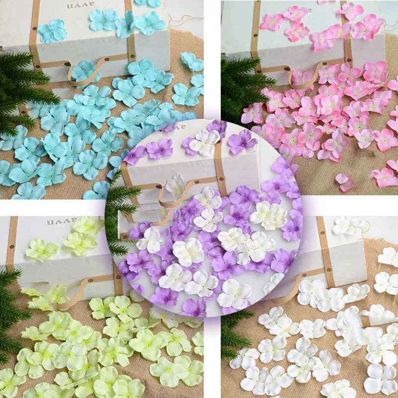 175pcs/lot artificial silk hydrangea flower petals Motif wedding Hand throwing flowers decorative hortensia wedding flowers