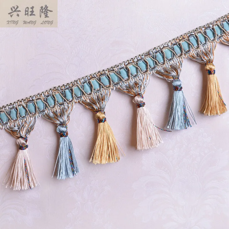 

XWL 12Yard/lot 9.5cm Wide Curtain Lace Accessories Drapery Tassel Fringes Trim Ribbon DIY Sewing Home Textile Decorative Fabrics