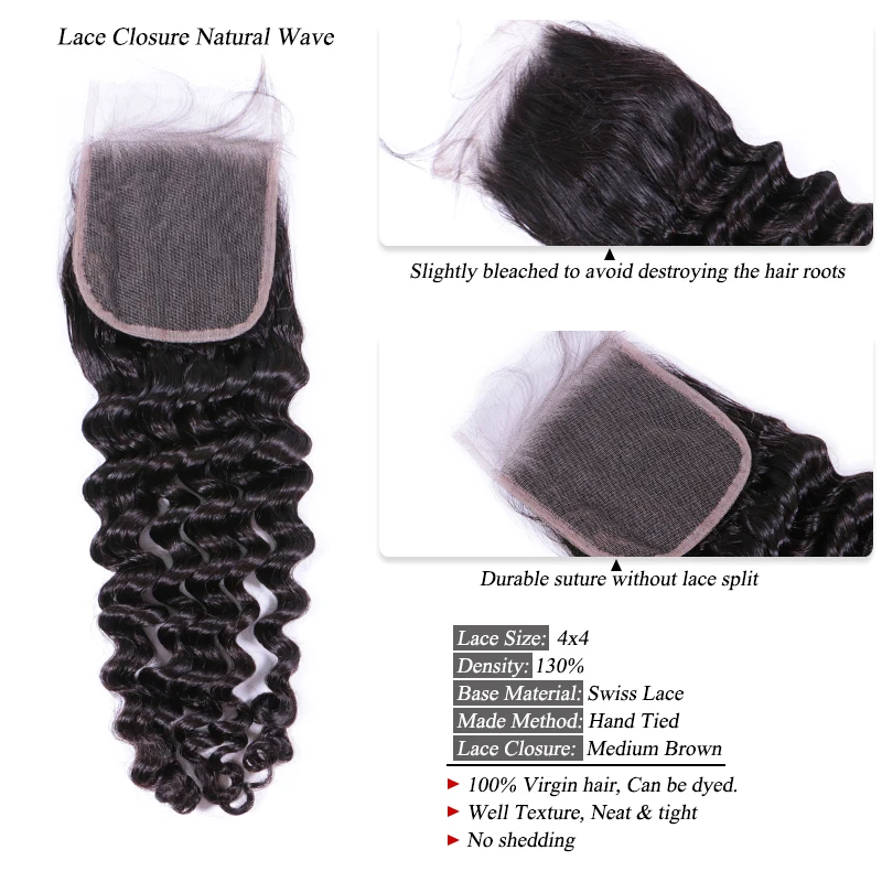 Queen Hair Products Brazilian Natural Wave More Wave Bundles With Closure 100% Virgin Human Raw Hair Bundles With Lace Closure