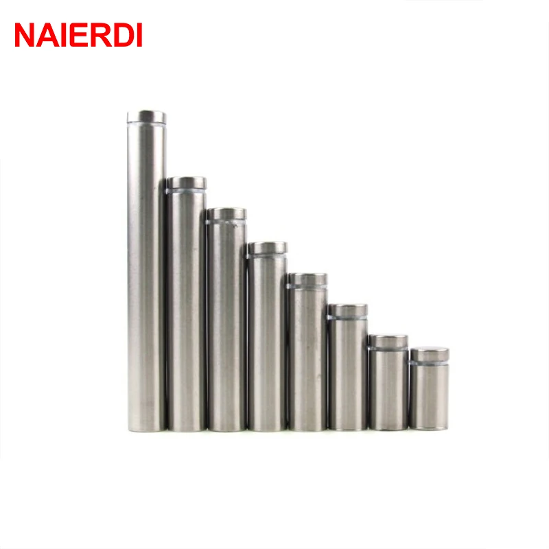 10PCS NAIERDI Glass Fasteners 12mm Stainless Steel Acrylic Advertisement Standoffs Pin Nails Billboard Fixing Screws Hardware