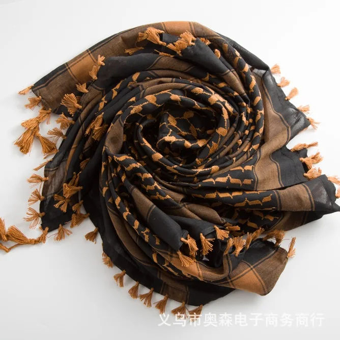 Arab Scarf Shawl Keffiyeh Wrap Shemagh Scarf Mask Cycling Shawl Neck Cover Man Woman Hiking Sunshade Head Wrap