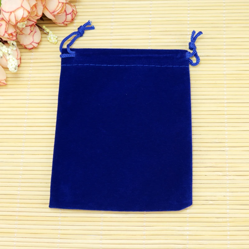 100Pcs/lot Royal Blue Velvet Bag 7x9cm Small Earrings Jewelry Packaging Bags Christmas Wedding Drawstring Velvet Pouch Gift Bag