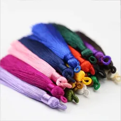 5pcs Multicolor 80mm Long Cotton Silk Tassel Brush for Earring Charm Pendant Satin Tassels with Loop DIY Jewelry Making Findings