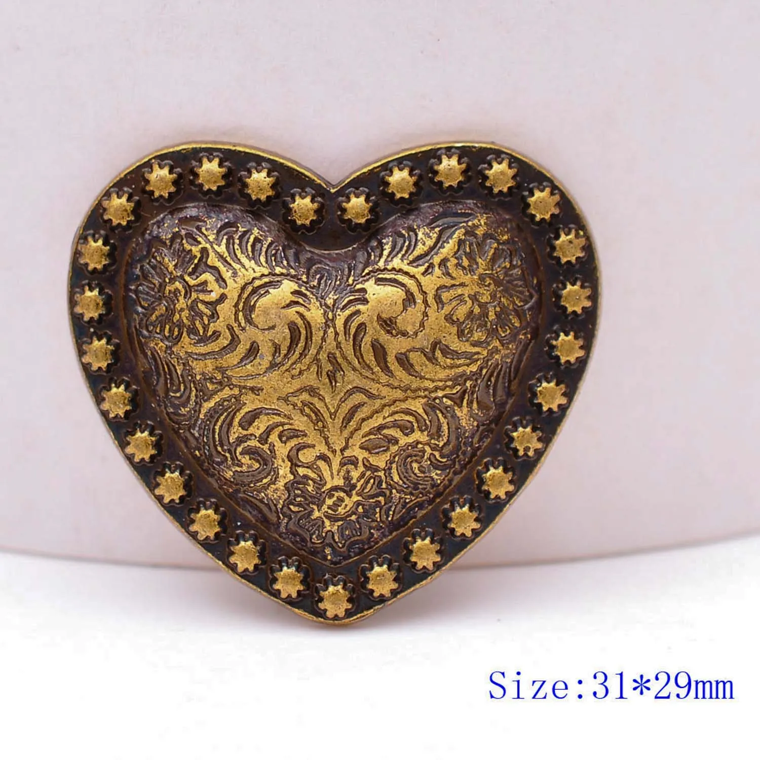 10PCS WESTERN HEADSTALL HORSE TACK HEART BRASS FLOWER BERRY SADDLE LEATHERCRAFT CONCHOS 1-1/8