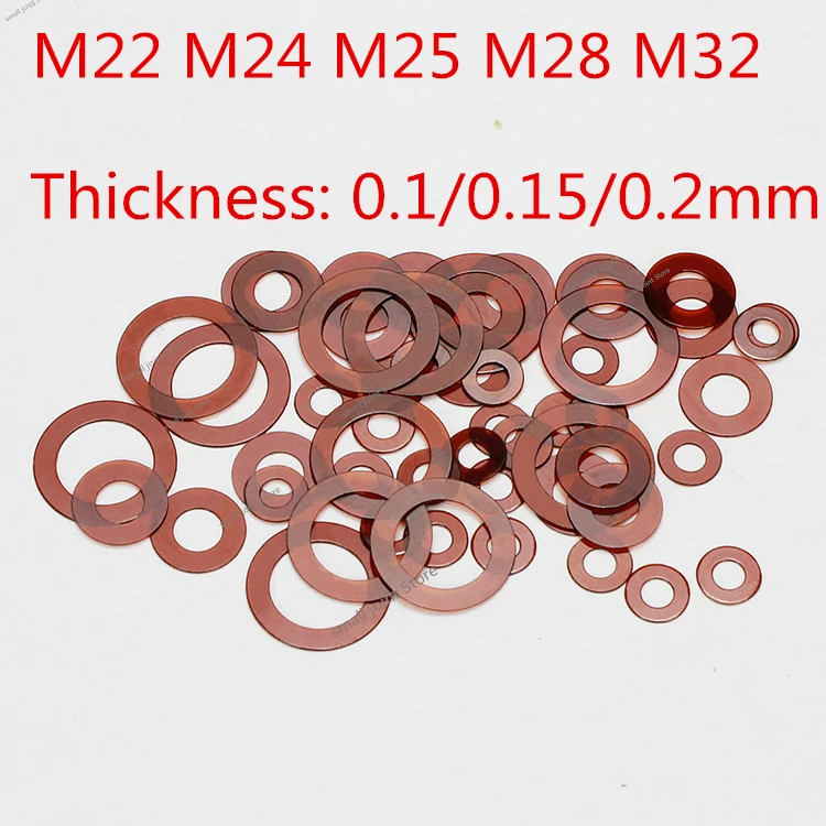 

20pcs/lot M22 M24 M25 M28 M32 Polyimide PI Gasket Flat Gasket thin washer M22 M24 M25 M28 M32 0.1mm 0.15mm 0.2mm thickness