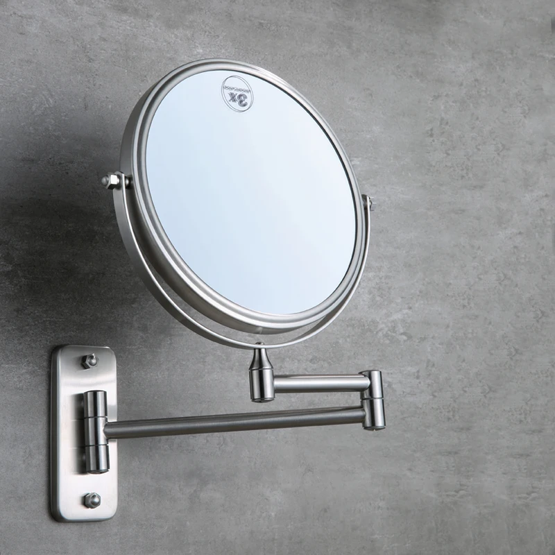 8 Inch Brass Bathroom mirror 3X 1X Magnification Cosmetic mirror High definition Two-Sided Rotatable Foldable mirror,Brushed