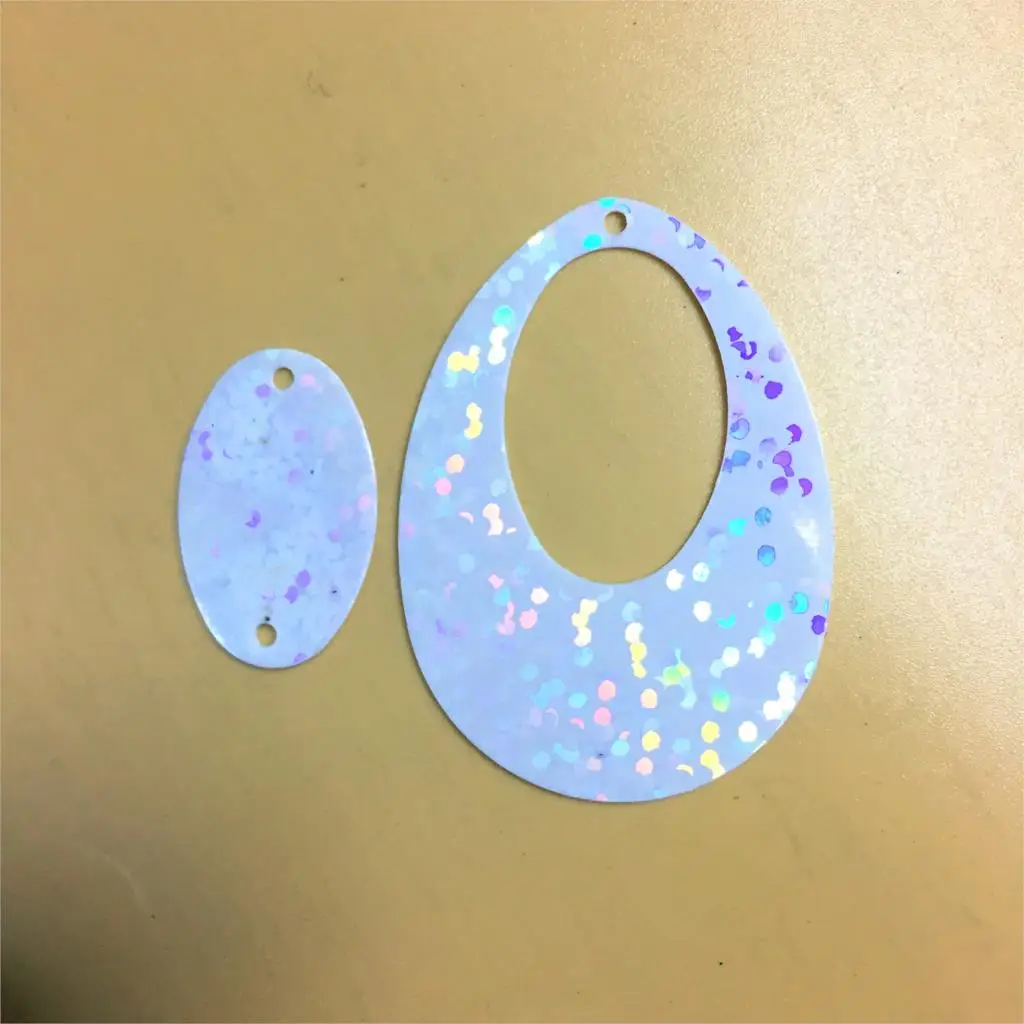 50g 27*37mm Big Size Hollow Egg Drop Large Oval Sequins For Crafts Sewing Garment Accessories Laser White Confetti Spangles