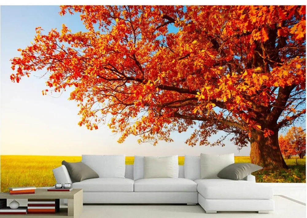 

Wallpaper 3d stereoscopic Autumn sunshine tree Photo wallpaper custom wallpaper TV setting wall of sitting room sofa