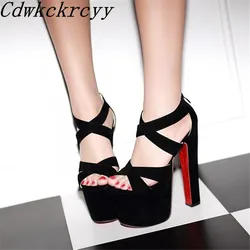 Summer New pattern fashion Waterproof Super high heel Women sandals model Walking show Thick bottom black sexy Nightclub Sandals