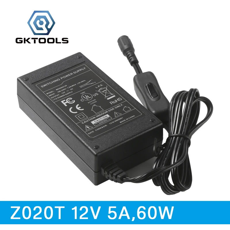 

GKTOOLS, 12V 5A 60W Power Adaptor with Switching, Supply Dedicated for 60W mini motor, Z020T & Z020-1