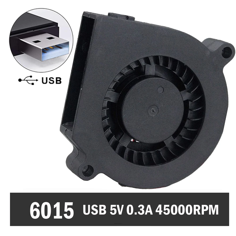 500pcs Gdstime 60mm 60x15mm DC 5V USB  Heatsinks Radiator Turbo Blower Cooler Cooling Fan 6015 Turbo Blower Cooling Fan