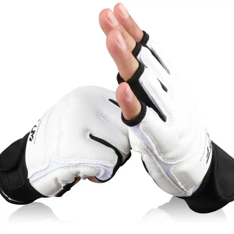 Kids Adult Half Finger Fight Boxing Gloves Mitts Sanda Karate Sandbag Protector for MMA Muay Thai Kick Boxing Training White