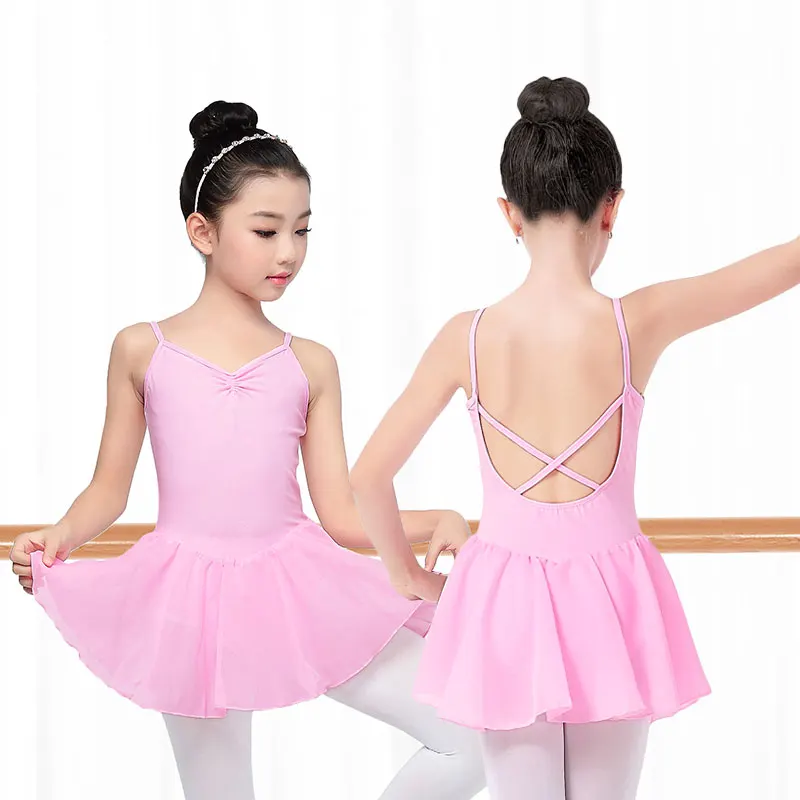 Ballet Dance Leotard Dress For Kid Girls Professional Gymnastics Leotard Lyrical Dance Costumes For Girls Kids Chiffon Dress