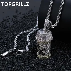 TOPGRILLZ Hip Hop Detachable Medicine Bottle Pendant Necklace Men's Jewelry Gold Silver Color Cubic Zircon Necklaces Gifts