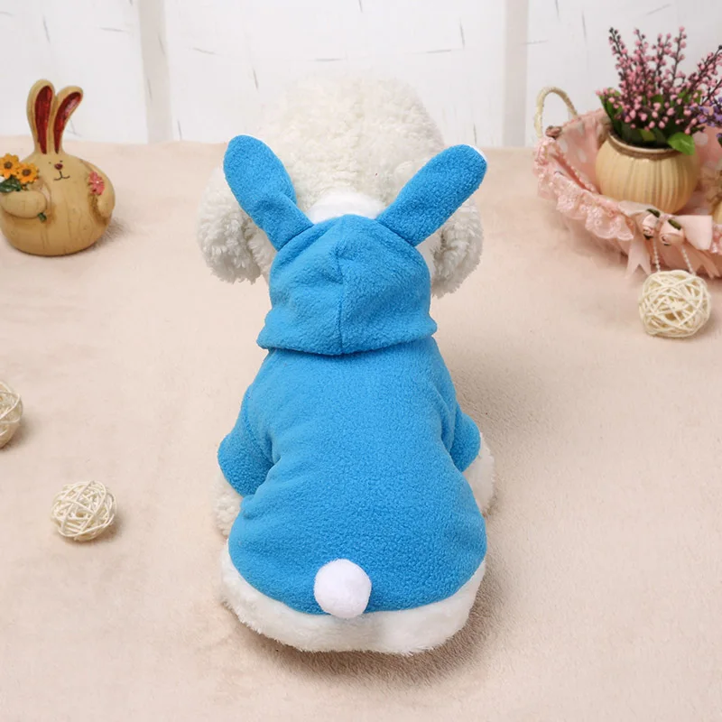 Hooded Coat Clothing for Dogs Fleece Cat Puppy Easter Bunny Pet Dog Costume Clothes Warm Rabbit Dressing Up Outfit J2Y