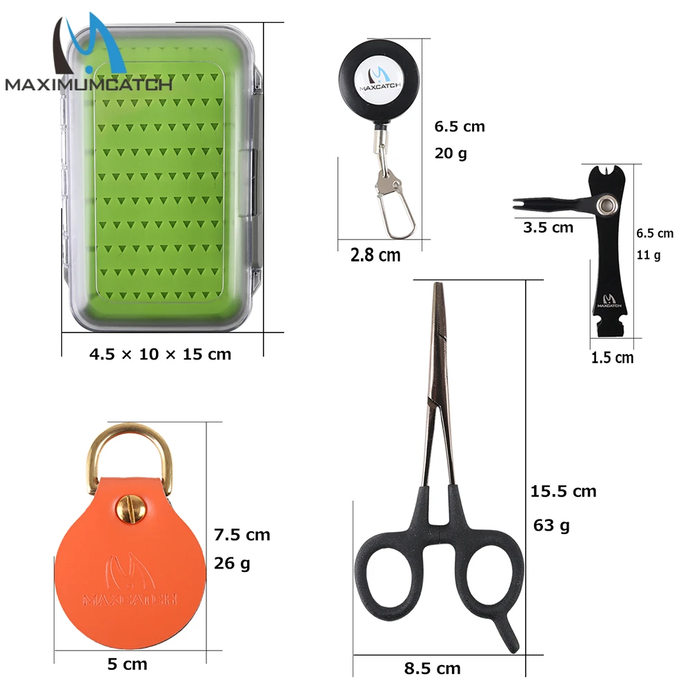 Maximumcatch Silicone Insert Fly Fishing Box Accessory Combo Line Nipper/Forceps/Zinger/Leader Straightener Fishing Tool Kit