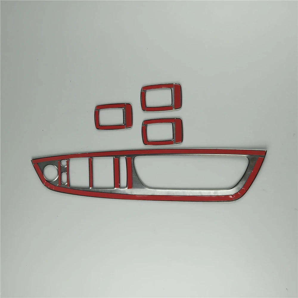 Black Car Door Armrest Panel Decoration Decals For BMW X5 E70 X6 E71 2008-2014 Stainless Steel Window Glass Lifting Buttons Trim