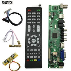 V56 Scheda driver controller TV LCD universale Interfaccia PC/VGA/HDMI/USB 4 lampade inverter + cavo lvds 30pin 2ch-8bit + 7 tastiere 560284