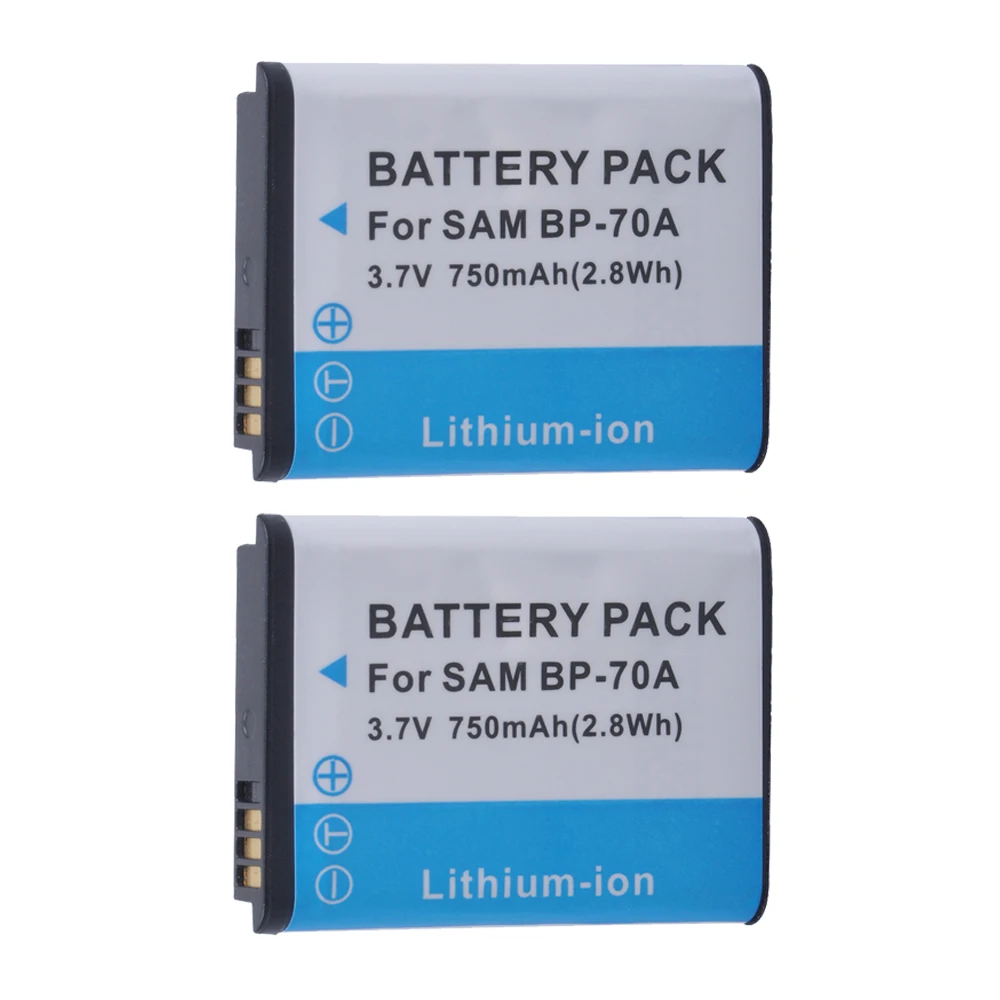 2Pcs 750mAh BP-70A BP 70A BP70A Li-ion Batteries for Samsung ST66 ST700 ST88 ES65 MV800 PL120 PL170 ES80