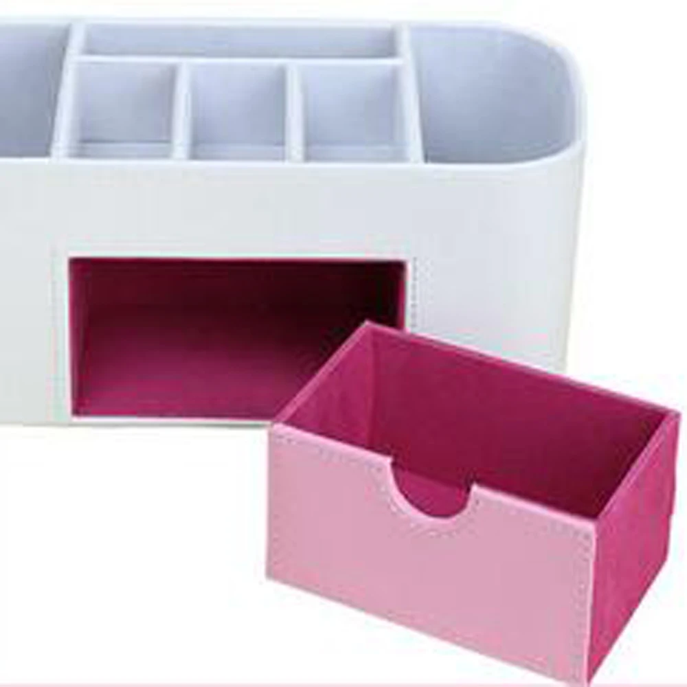 XRHYY Home & Office Matching Leather Pen Holder Desktop Practical Multi-Function Stationery Storage Box Cosmetic Brush Storage