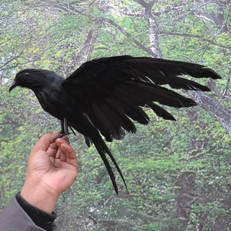 25x40cm feathers black crow bird spreading wings,Handmade model, polyethylene& feathers ,home decoration toy Xmas gift w3922