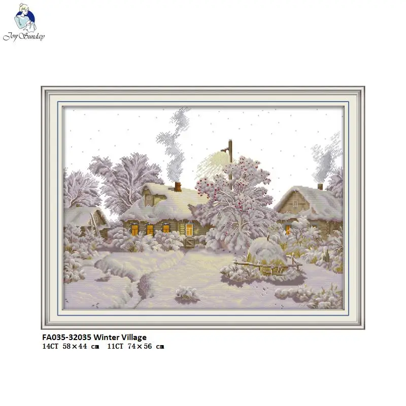 Winter Village Patterns Aida Canvas DIY Handmade Needlework DMC 14ct 11ct Cross stitch kits and Precise Printed Embroidery Set