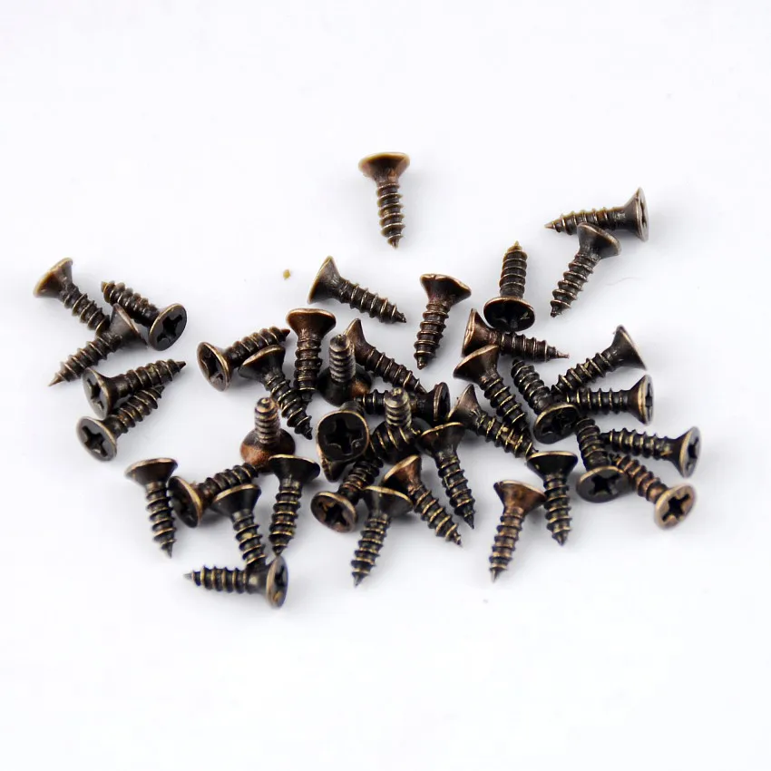 

Free Shipping-Hot 200Pcs Bronze Fit Hinges Flat Round Head Self-Tapping Phillips Cusp Screws Fasteners Hardware 8x2mm J1817/A