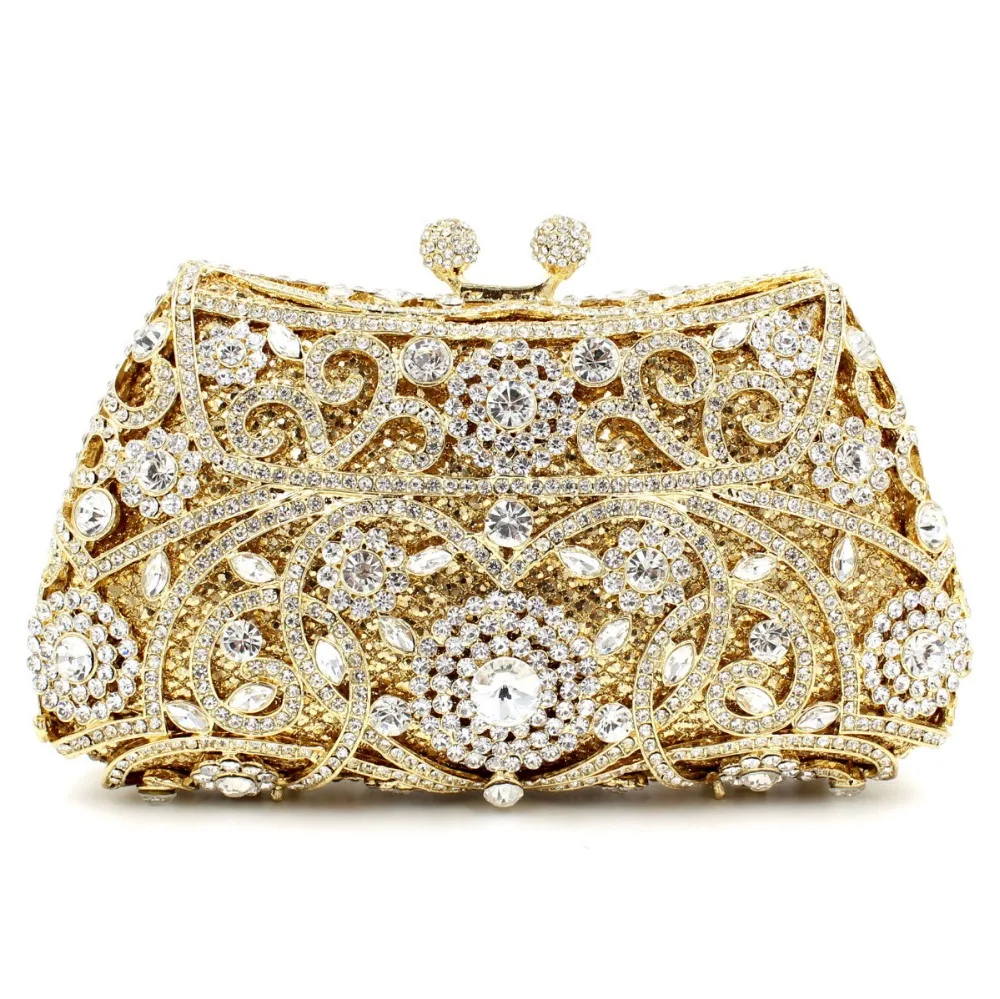 

BL001 Classic Design Silver Wedding Clutch Bags Women Luxury Crystal Party Evening bags Sparkly Handmade Bridal Purse Bag