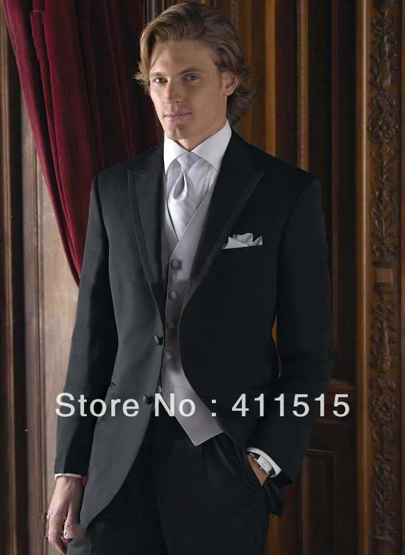 

Free SHIPPING/Custom Made cheap Black Groom wear Tuxedos Groomsmen Men's Wedding dress/ Best man Suits/party dress vest